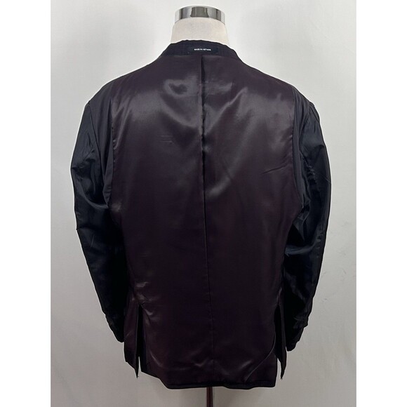 Kenneth Cole 48R Slim Fit Sport Coat Wool Blend Dark Red Plaid Two Button Vented - Picture 8 of 8